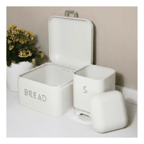 Sarkap Home Krem Galvaniz 5,6 L Bread Küçük Boy Ekmeklik - 200x140mm & 2 L Storage Kutu - 115x150mm Set - Görsel 3