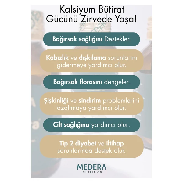 Medera Nutrition ButyEra 3 adet Kalsiyum Bütirat (Postbiyotik) İçeren Takviye Edici Gıda - 3'LÜ SET - Görsel 4