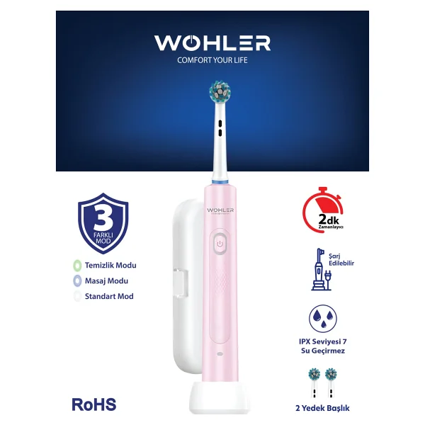 Wohler Değiştirilebilir Başlıklı Siyah Şarjlı Diş Fırçası - Görsel 8