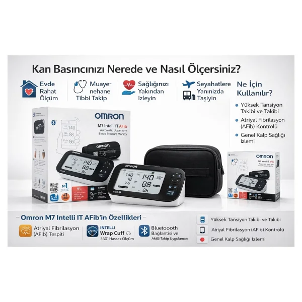Omron M7 Intelli It Afib Üst Koldan Tansiyon Ölçer Bluetooth ile Taşıma Çantalı Hassas Ölçüm - Görsel 2