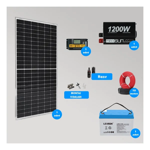 Mini Bağ Evi ve Karavan Solar Güneş Enerji Sistemi 1200W Depolama - Görsel 4