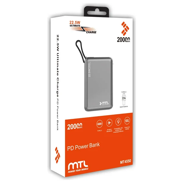 MTL MT4550 Gri 20000 mAh Hızlı Şarj Powerbank - Görsel 5