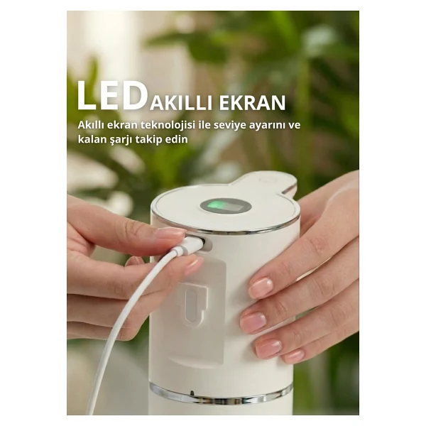 Evo House Otomatik Sensörlü Köpük Sıvı Sabunluk - Şarjlı- Dijital LED Ekran - Duvara Monte - P18 Model (BEYAZ) - Görsel 3