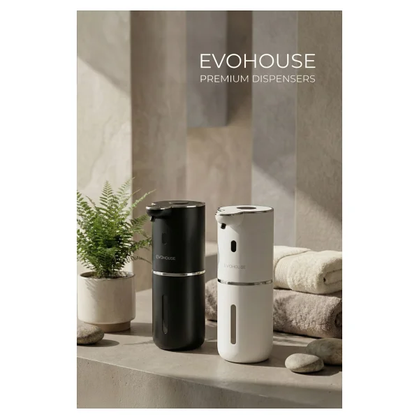 Evo House Otomatik Sensörlü Köpük Sıvı Sabunluk - Şarjlı- Dijital LED Ekran - Duvara Monte - P18 Model (BEYAZ) - Görsel 6