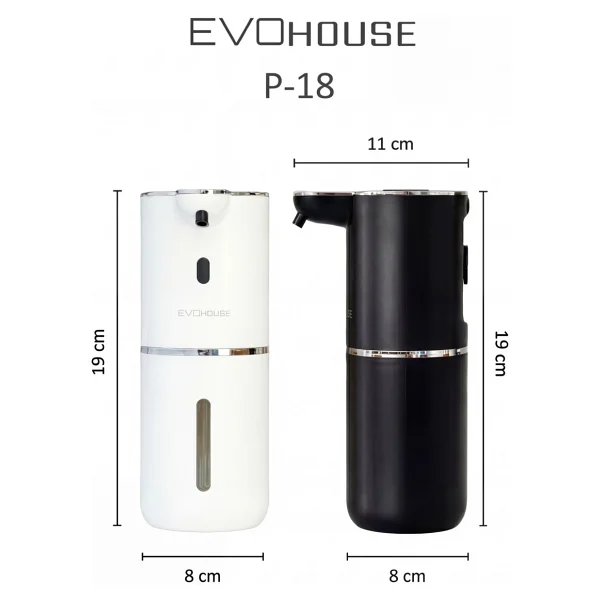 Evo House Otomatik Sensörlü Köpük Sıvı Sabunluk - Şarjlı- Dijital LED Ekran - Duvara Monte - P18 Model (BEYAZ) - Görsel 9