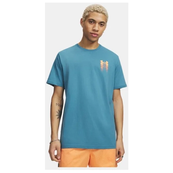 Under Armour Blur Logo 6009245 Kısa Kollu Bisiklet Yaka Erkek Tişört - Görsel 4