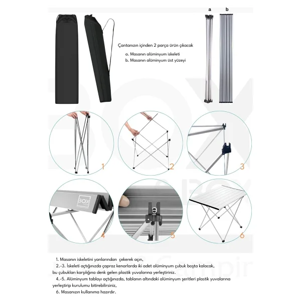 Box&Box 66x47 cm Kumaş Katlanır Kamp Masası - Görsel 7