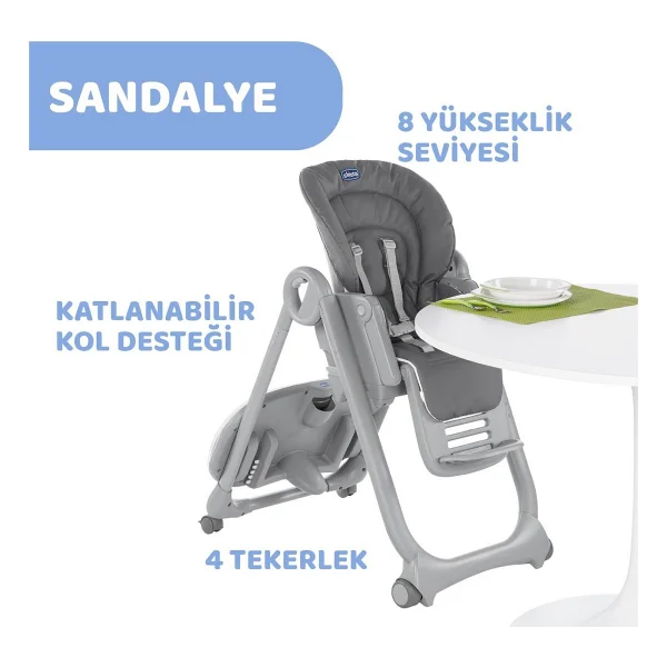 Chicco Polly Magic Mama Sandalyesi & Ana Kucağı Beslenme Seti Hediyeli - Kahverengi - Görsel 2