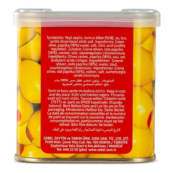 Cebel Salamura XL 201-230 Biberli Yeşil Zeytin Teneke 600 gr - Görsel 2