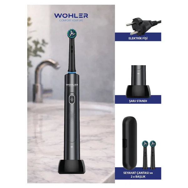 Wohler Değiştirilebilir Başlıklı Siyah Şarjlı Diş Fırçası - Görsel 2