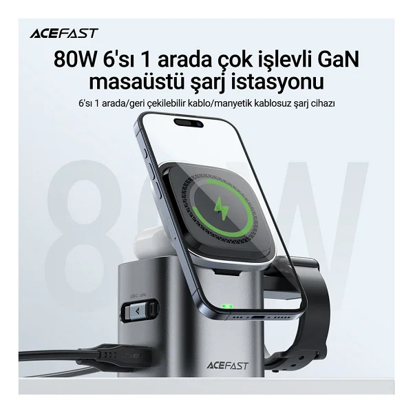 Acefast Z9 6in1 Kablosuz Şarj Aleti - Görsel 4