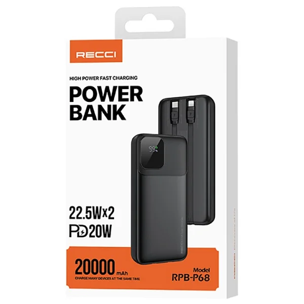 Recci RPB-P68 20000 mAh Hızlı Şarj Powerbank - Görsel 8