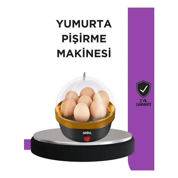 Sinbo 7 Yumurtalık Buharlı Yumurta Pişirme Cihazı 1200 Watt 1,5 lt Kapasiteli Otomatik Kapanma Özellikli - Renkli - Görsel 6