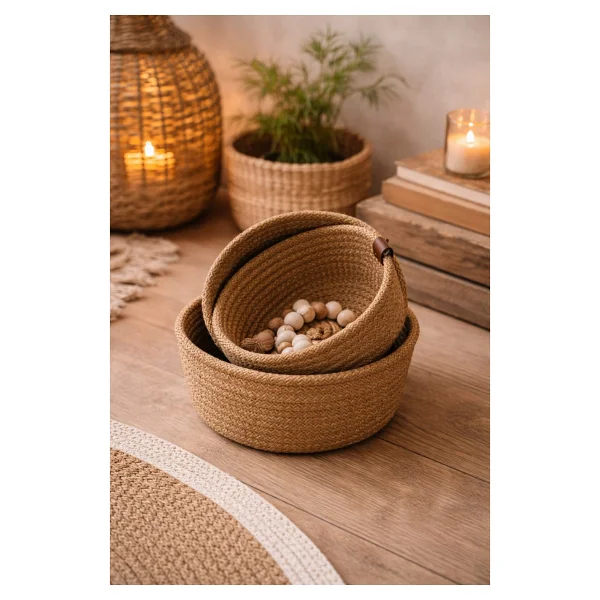 Soft Home 3'lü Jüt Organizer Sepet - Görsel 5