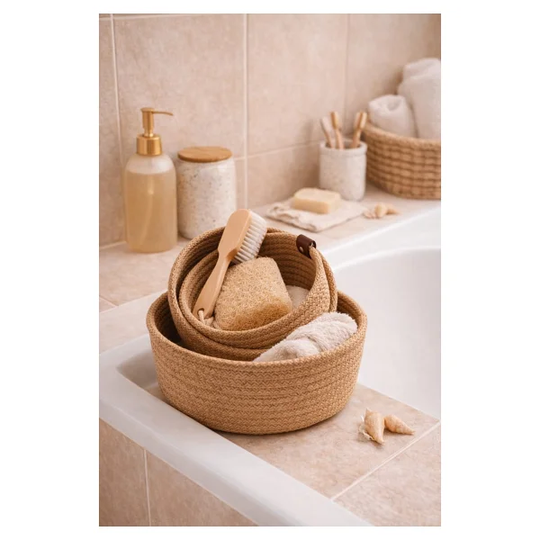 Soft Home 3'lü Jüt Organizer Sepet - Görsel 3