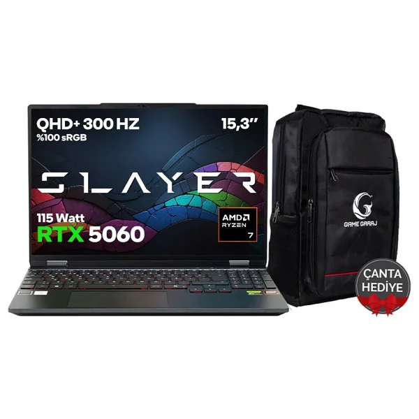 Game Garaj Slayer SR7T-5060 C2 Ryzen 7 255 32 GB 1 TB SSD RTX5060 15.3" WQXGA Gaming Laptop - Görsel 9