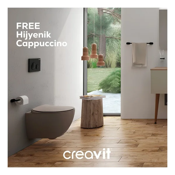 Creavit Free Rim-Off FE322-00CM00E Cappucino Mat Asma Klozet - Görsel 2