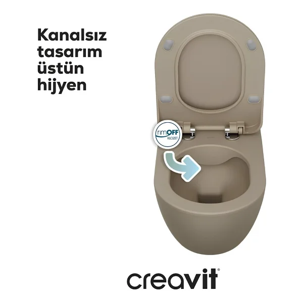 Creavit Free Rim-Off FE322-00CM00E Cappucino Mat Asma Klozet - Görsel 3