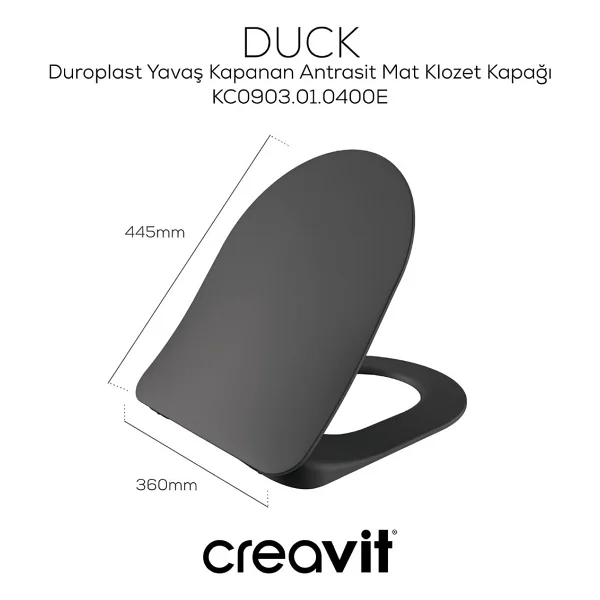 Creavit Free Rim-Off FE322-00CM00E Antrasit Mat Asma Klozet - Görsel 4