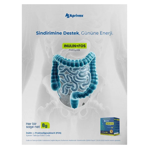 Aprivex Inulin + Fos Prebiyotik Lif Takviyesi 30 Günlük Saşe - Görsel 3