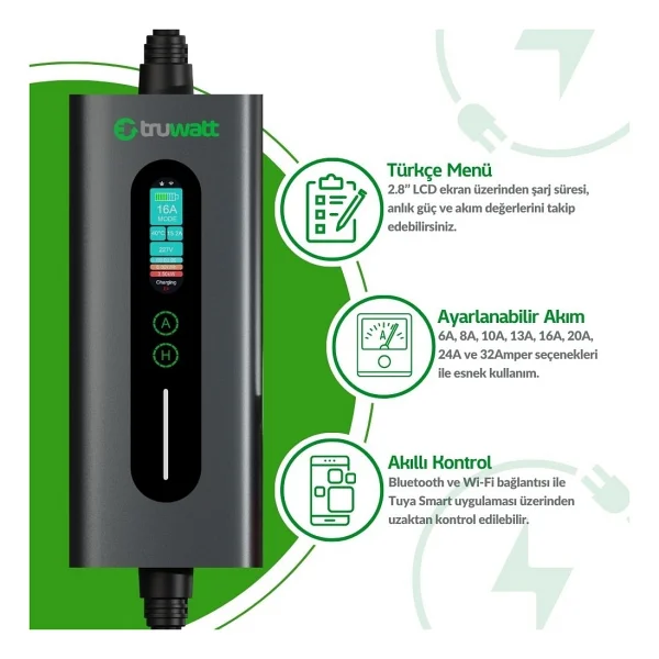 Truwatt ZTA507 22 kW 7 m Elektrikli Araç Şarj İstasyonu - Görsel 2