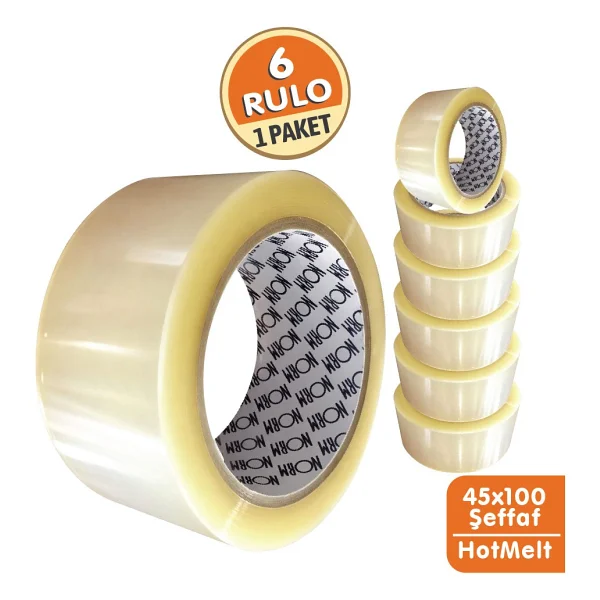 BantPazar 45X100 Norm 6 Adet Koli Bandı Şeffaf Hotmelt Güçlü Yapışkanlı Ambalaj Paketleme Bandı - Görsel 3