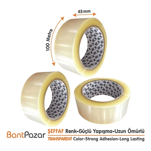BantPazar 45X100 Norm 6 Adet Koli Bandı Şeffaf Hotmelt Güçlü Yapışkanlı Ambalaj Paketleme Bandı - Görsel 2