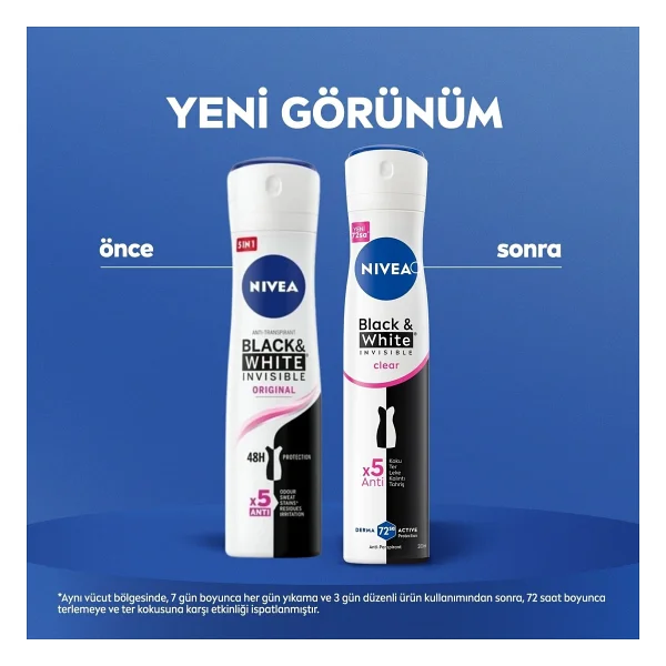 Nivea Invisible For Black & White Clear 200 ml Kadın Deodorant - Görsel 3
