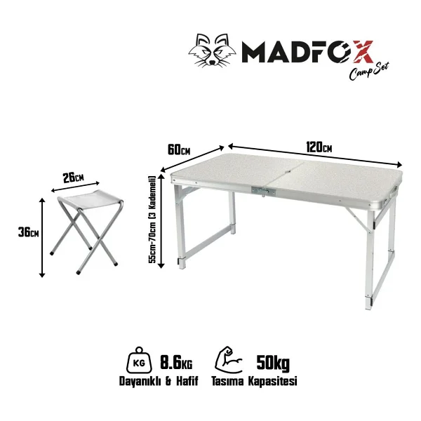 Madfox Campset Shadeport 4 Kişilik Kamp Masa Sandalye Takımı - Görsel 4