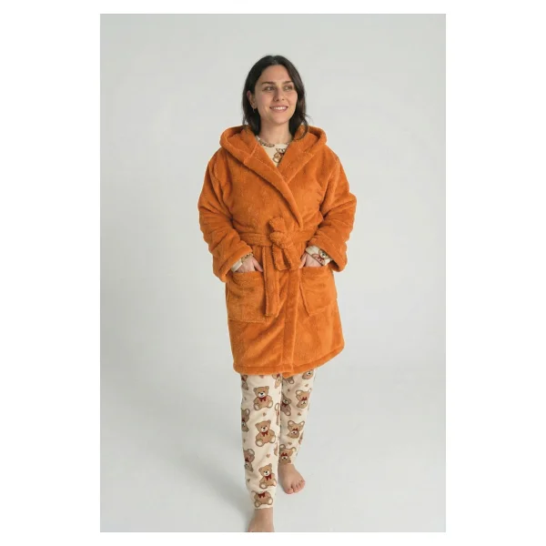 Sevim Kapüşonlu Wellsoft Sabahlık & Peluş Bornoz - Yumuşak, Polar Unisex Sabahlık-Gri - S - M - Görsel 5