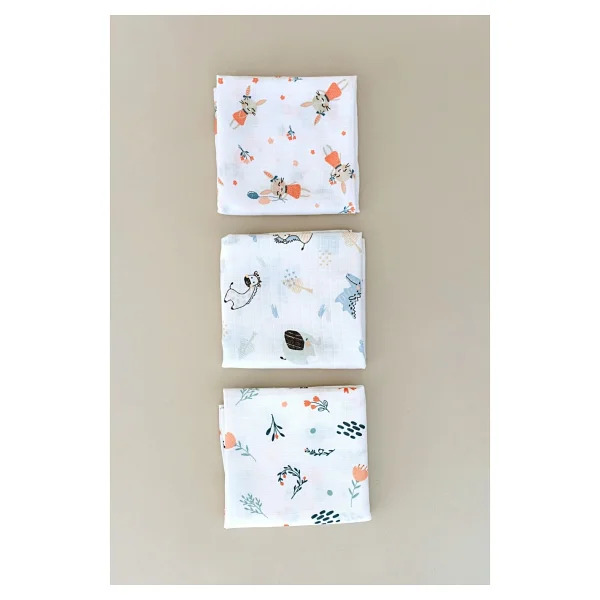 Serstil 3 Adet 80X95 cm Müslin Bebek Örtü / Battaniye / Kundak / Omuz Bezi Set - Görsel 4