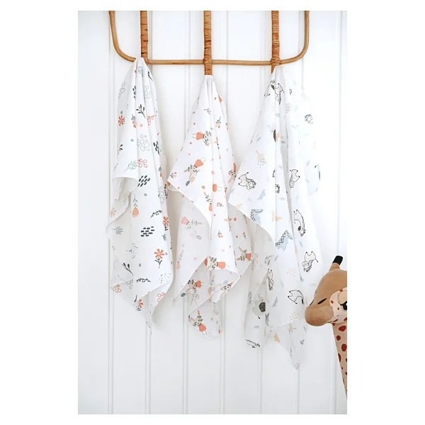 Serstil 3 Adet 80X95 cm Müslin Bebek Örtü / Battaniye / Kundak / Omuz Bezi Set - Görsel 5