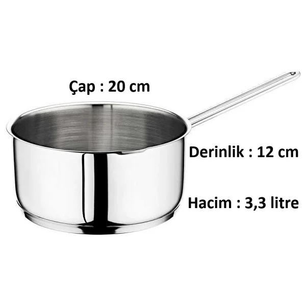Oms Çelik Kaçerola 20 cm Sütlük/sosluk - Görsel 2