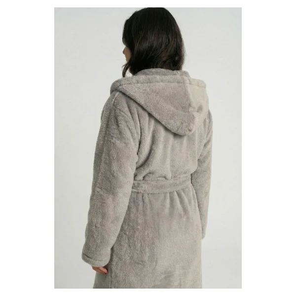 Sevim Kapüşonlu Wellsoft Sabahlık & Peluş Bornoz - Yumuşak, Polar Unisex Sabahlık-Gri - S - M - Görsel 3