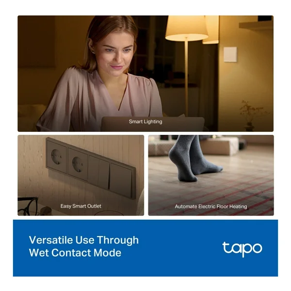 Tp-Link Tapo S110E Akıllı Wi-Fi Switch Röle Modülü Kuru ve Islak Kontak Modu Matter Sertifikalı Enerji Izleme ve Üretim Takibi Garaj Kapısı ve Kombi Kontrolü Bluetooth Kompakt Tasarım - Görsel 4