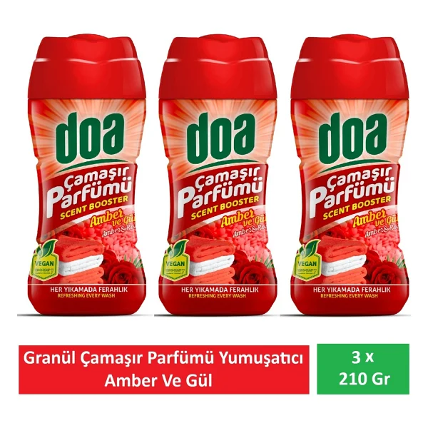 Doa Granül Çamaşır Parfümü & Çamaşır Yumuşatıcı Amber Ve Gül 3 X 210 Gr - Görsel 6