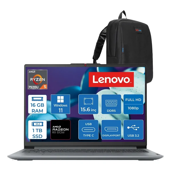 Lenovo IdeaPad Slim 3 15AMN8 82XQ00SFTX Ryzen 5 7520U 16 GB 1 TB SSD Radeon 610M 15.6 - Görsel 6