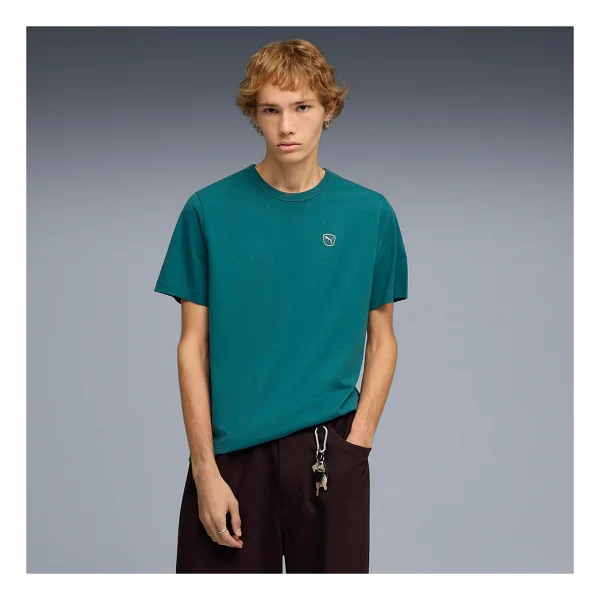 Puma Essential Elevated 695703-41 Yeşil Kısa Kollu Bisiklet Yaka Erkek Tişört - Görsel 6