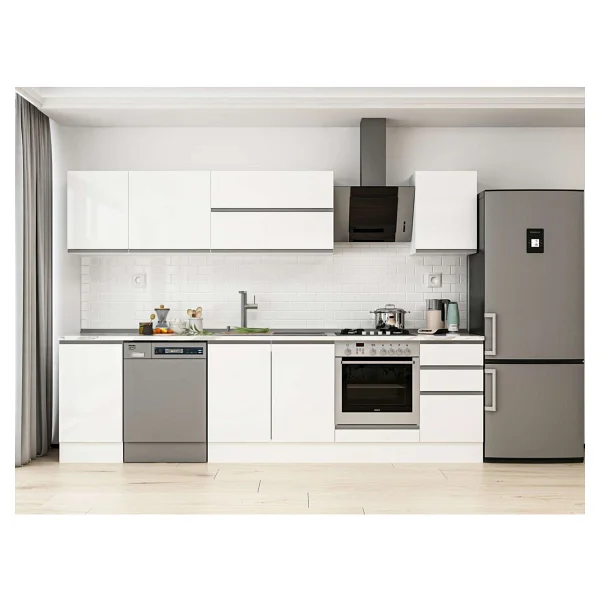 Alvinka 300x210 Cm High Gloss Mdf Mutfak Dolabı Beyaz Beyaz M-e90s45s45-2 - Görsel 7