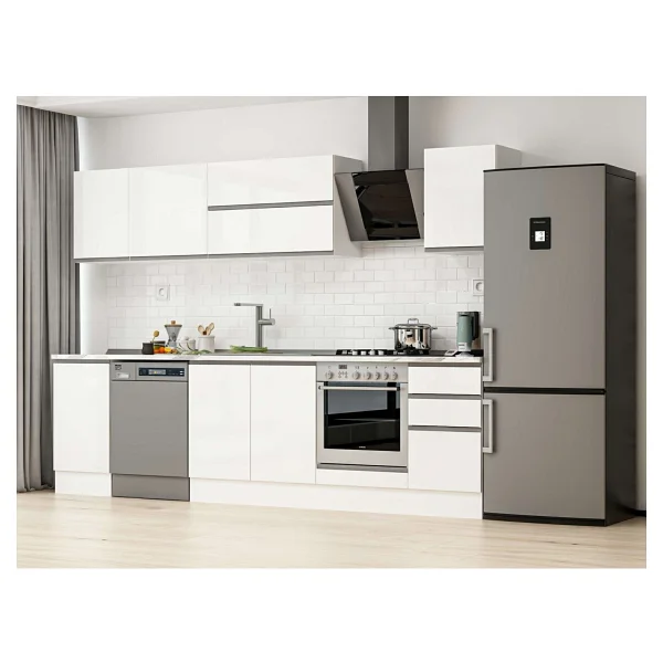 Alvinka 300x210 Cm High Gloss Mdf Mutfak Dolabı Beyaz Beyaz M-e90s45s45-2 - Görsel 2