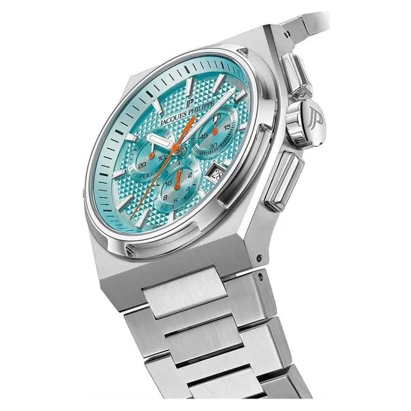 Jacques Philippe Aurora Chrono JPQGC4113X6LBXS Gümüş-Turkuaz Çelik Kordon Erkek Kol Saati - Görsel 4