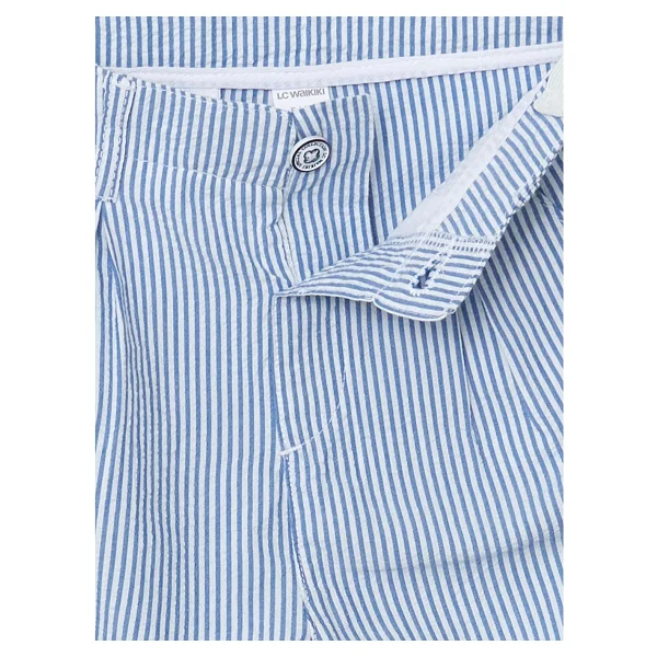 Lc Waikiki Yeni Sezon Çizgili Gabardin Erkek Çocuk Cepli Şort - Mavi - 1 - 2 Yaş - Görsel 2