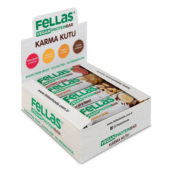 Fellas Vegan Protein Bar (40 g) Karma Kutu - 12 Adet (4 Çeşit) - 40 gr - Görsel 2