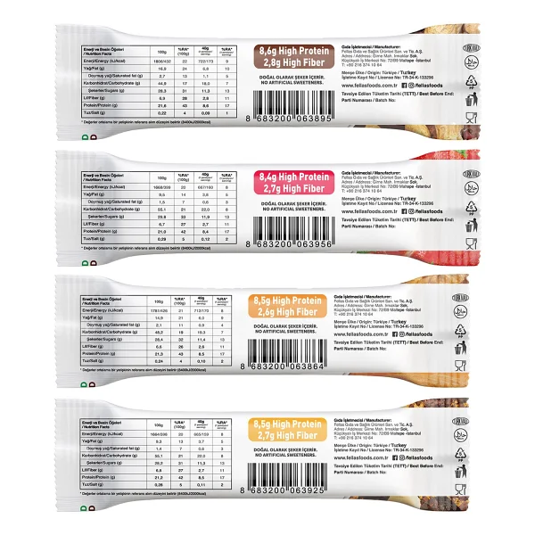 Fellas Vegan Protein Bar (40 g) Karma Kutu - 12 Adet (4 Çeşit) - 40 gr - Görsel 3