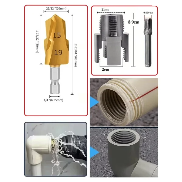 Depolife PVC PPRC Boru İç ve Dış Diş Açma Aparatı 1/2" (20mm) Yiv Paso Açma Anahtarı Rayba Pafta Krem - Görsel 2