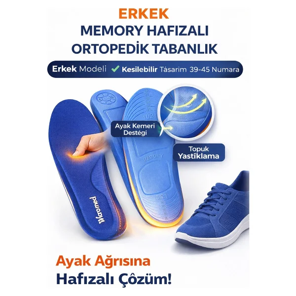 Wicromed Memory Hafızalı Ortopedik Tabanlık Spor Tabanlık Konfor Yürüyüş Bay Bayan - 45 - 46 - Görsel 8