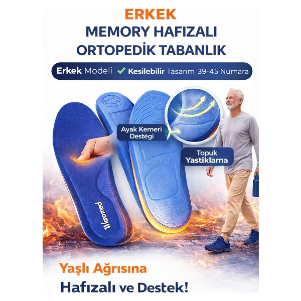 Wicromed Memory Hafızalı Ortopedik Tabanlık Spor Tabanlık Konfor Yürüyüş Bay Bayan - 45 - 46 - Görsel 7