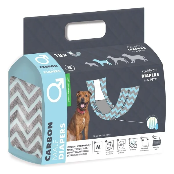 M-Pets Carbonlu Diapers Erkek Köpekler İçin Külot (M) 18Lİ - Görsel 6