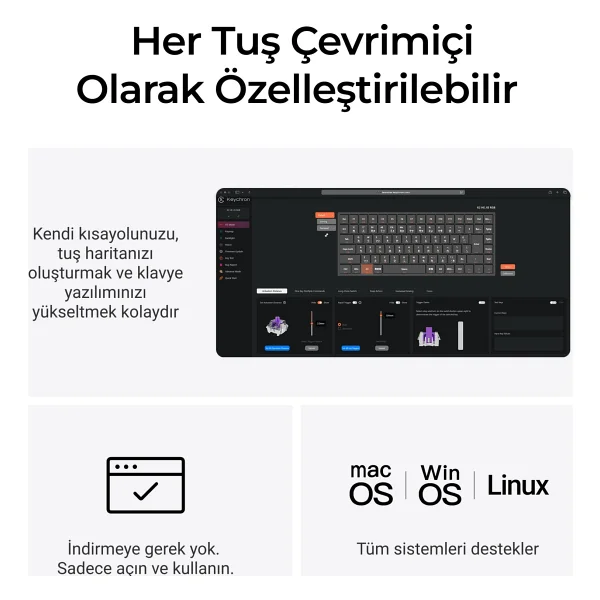 Keychron K2 HE Special Edition Siyah RGB %75 TKL Magnetic Nebula Switch Kablolu/Kablosuz Mekanik Oyuncu Klavyesi - Görsel 5