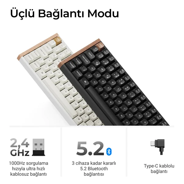 Keychron K2 HE Special Edition Siyah RGB %75 TKL Magnetic Nebula Switch Kablolu/Kablosuz Mekanik Oyuncu Klavyesi - Görsel 7